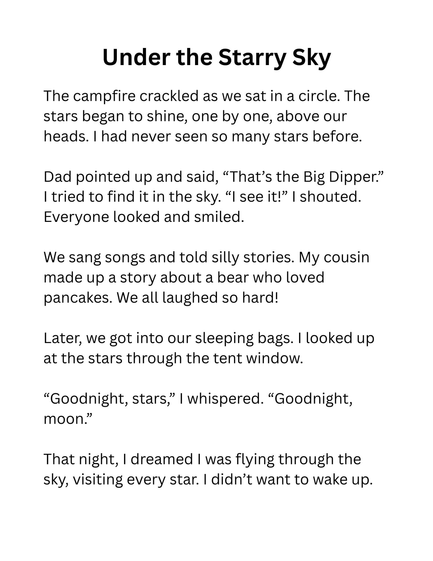 Camping Coloring Pages Reading Fluency