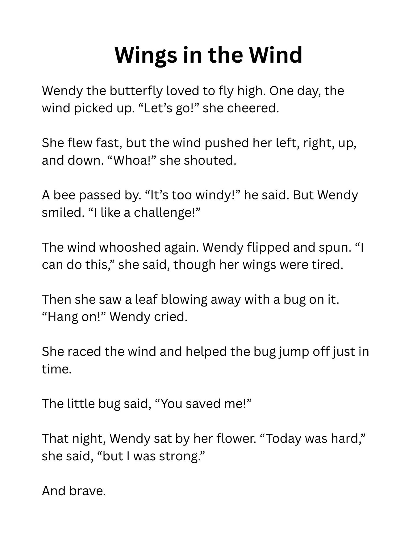 Butterfly Coloring Page Reading Fluency for Second Grade