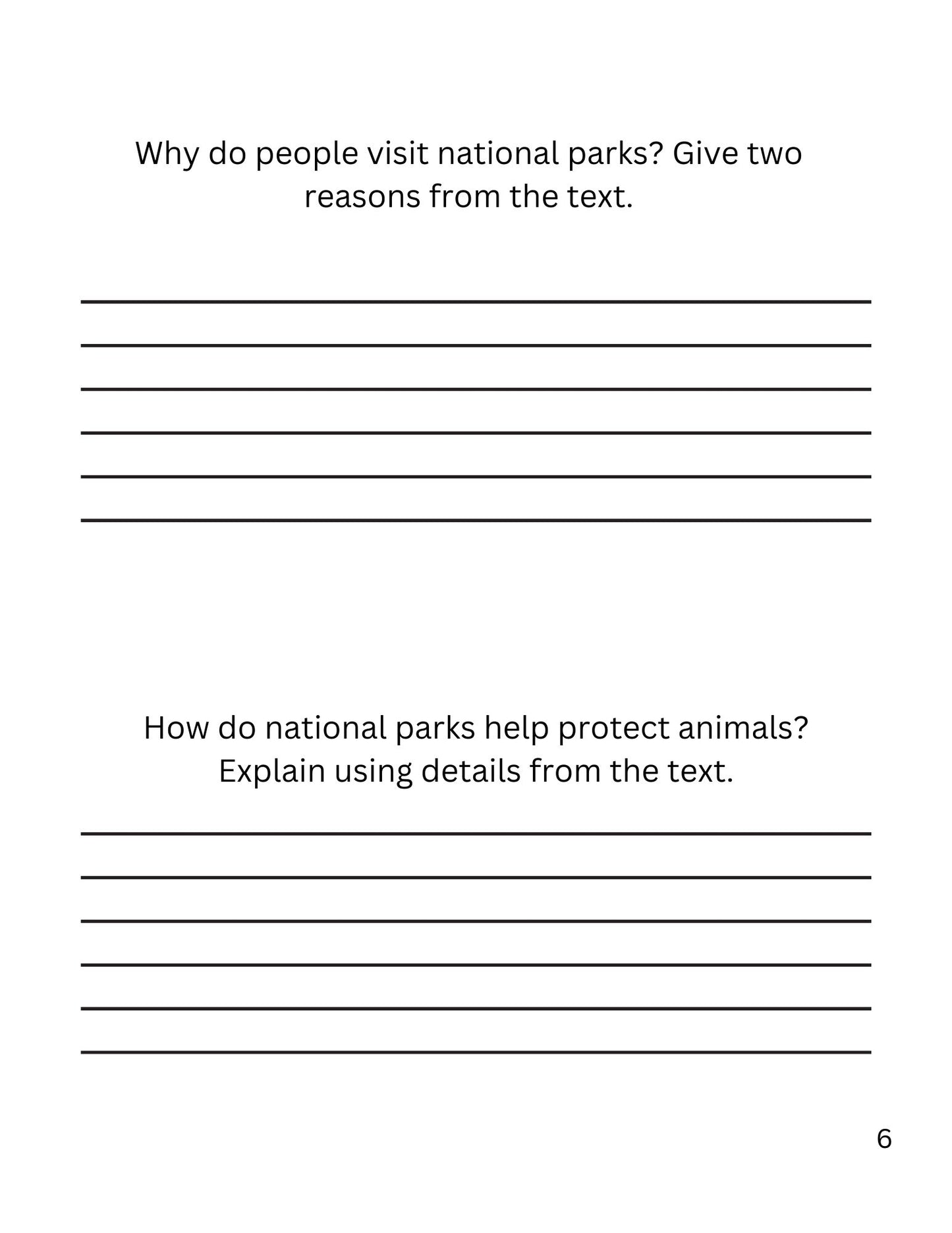 WIZ KIDS READING TEST GRADE 4: National Parks and Wildlife