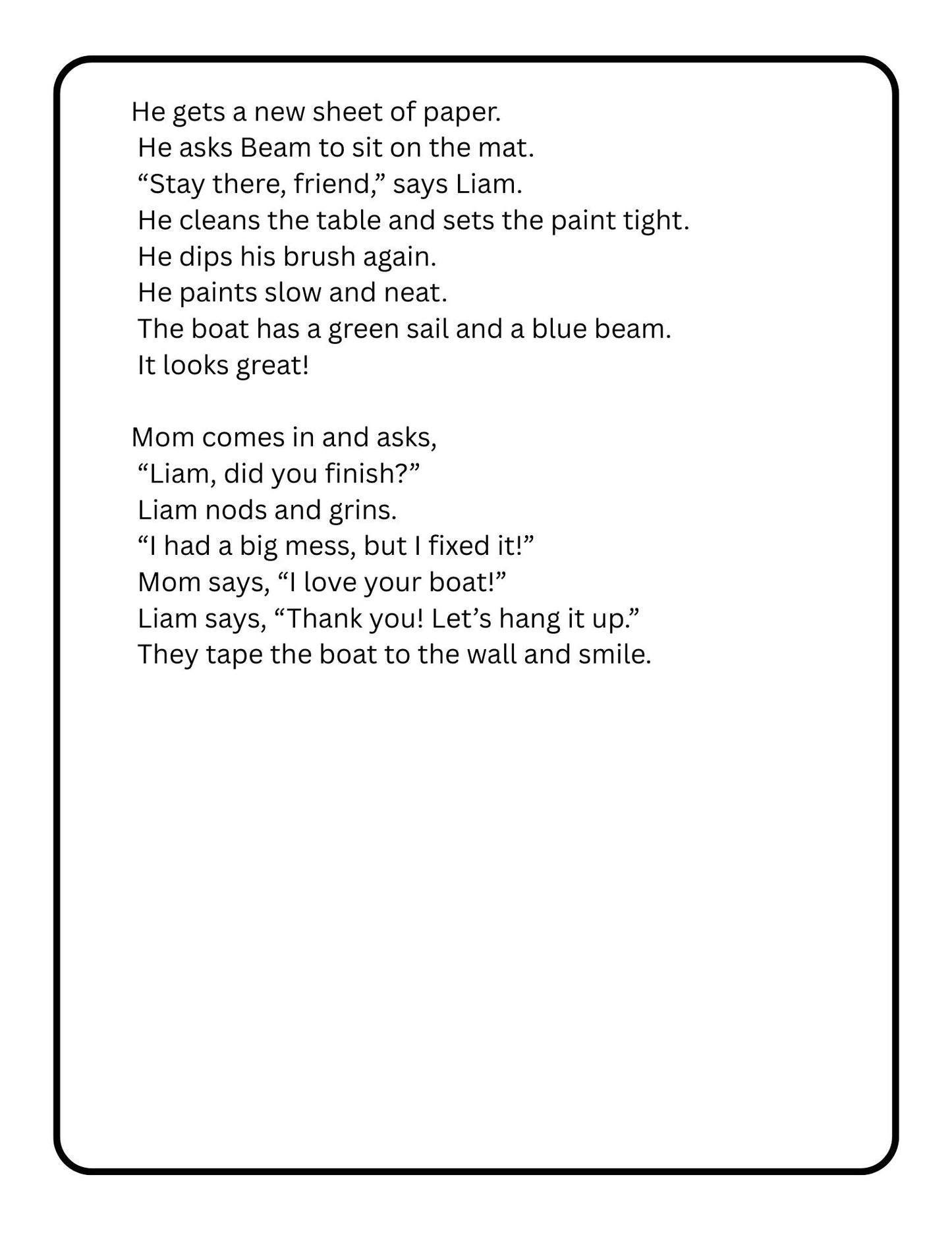 First Grade Reading Comprehension Decodable Passages 4