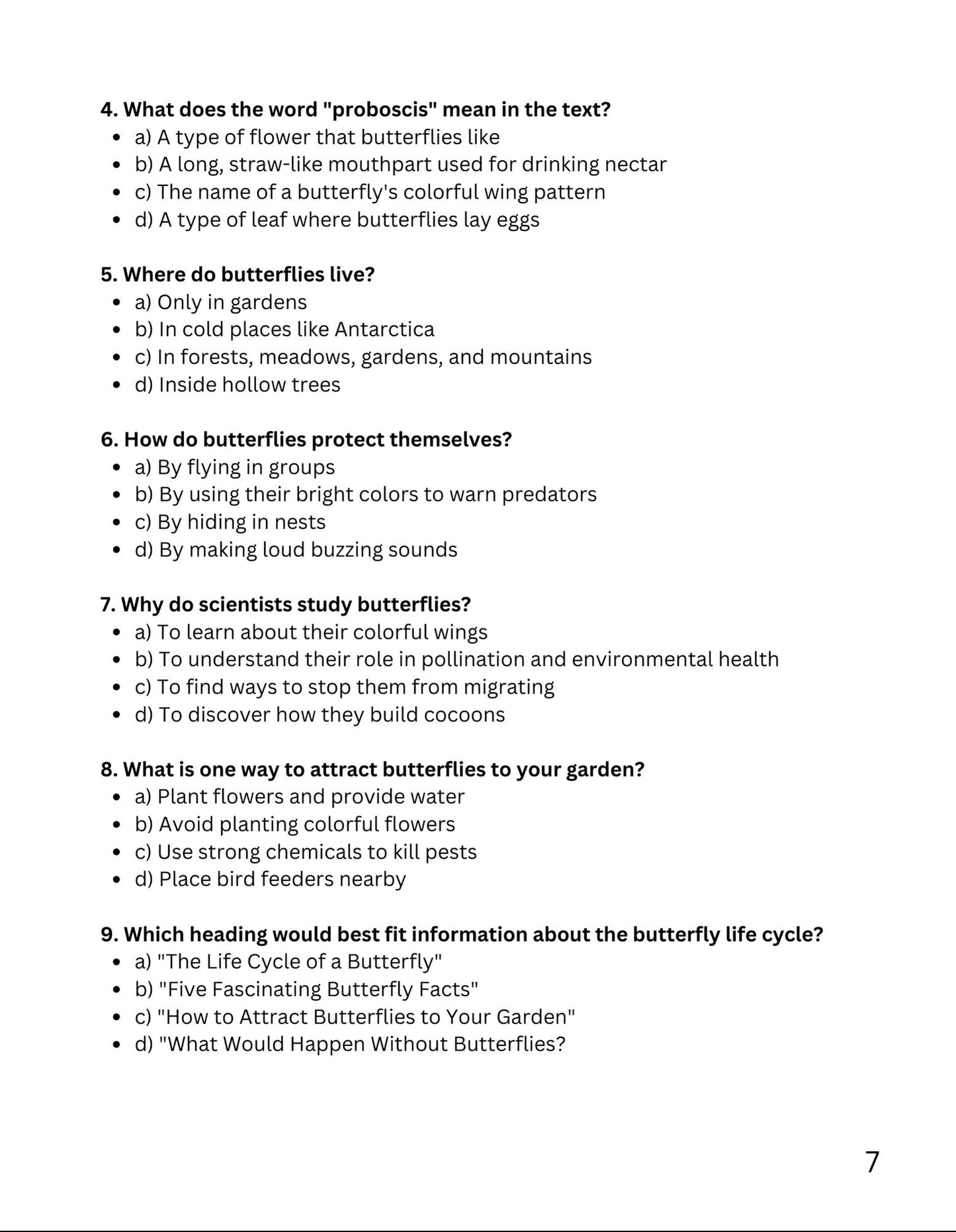 30 Minute Reading Test Grade 3:Insects
