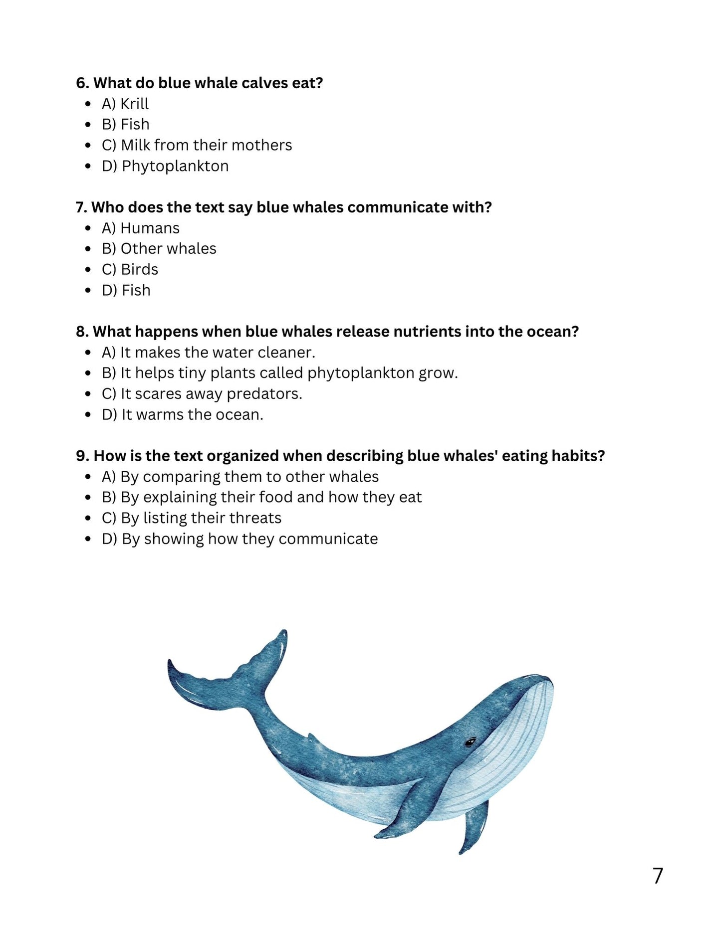 30 Minute Reading Test Grade 3:Sea Animals