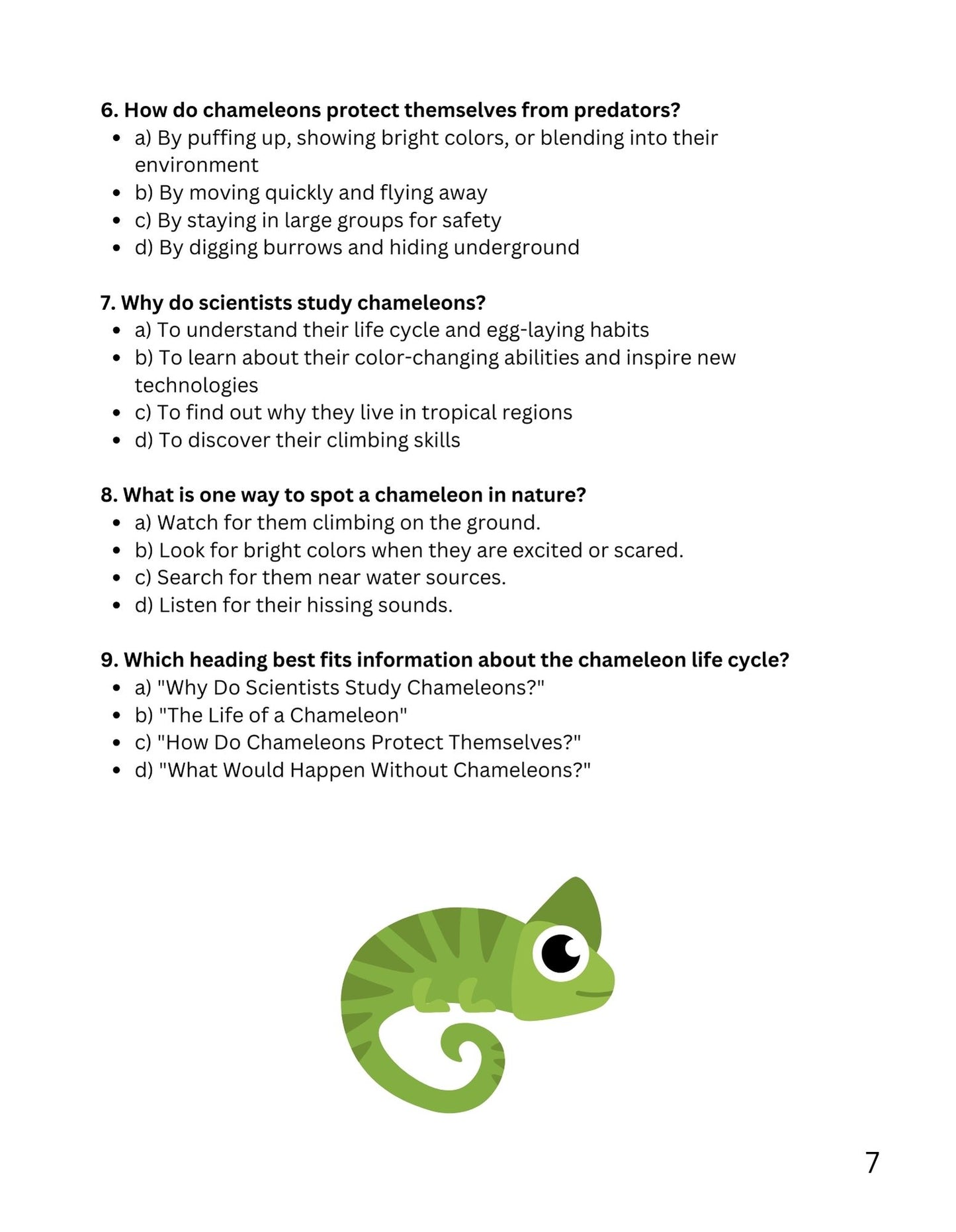 30 Minute Reading Test Grade 3:Animal Camouflage