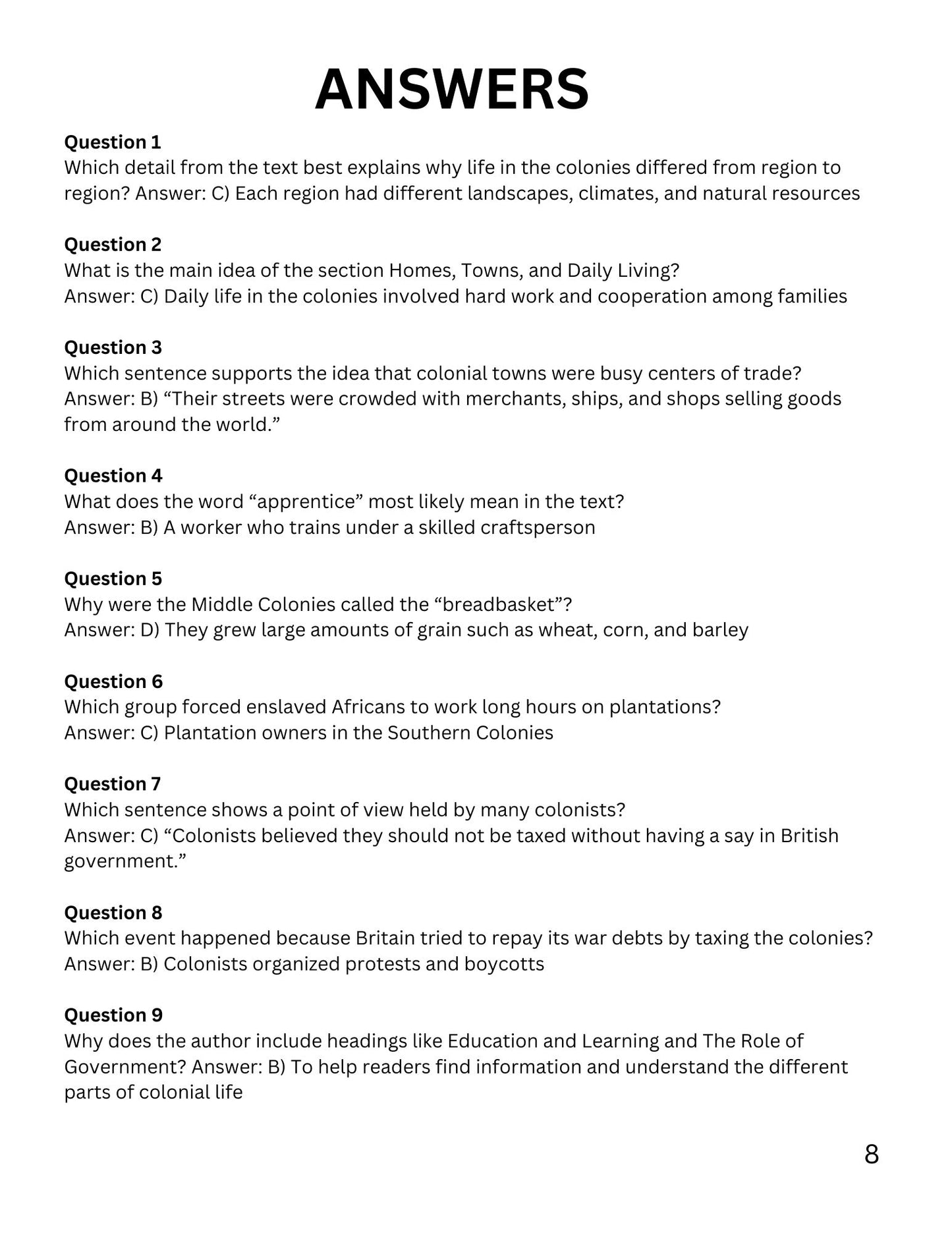 WIZ KIDS READING TEST GRADE 5: The road to American Independence