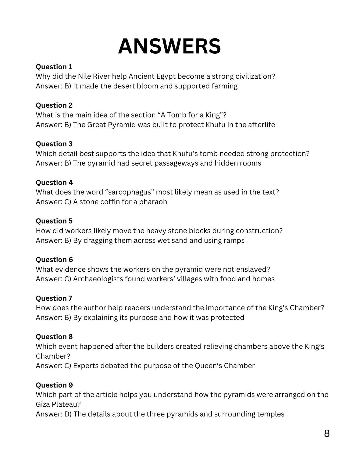 WIZ KIDS READING TEST GRADE 5: Great Structures of History