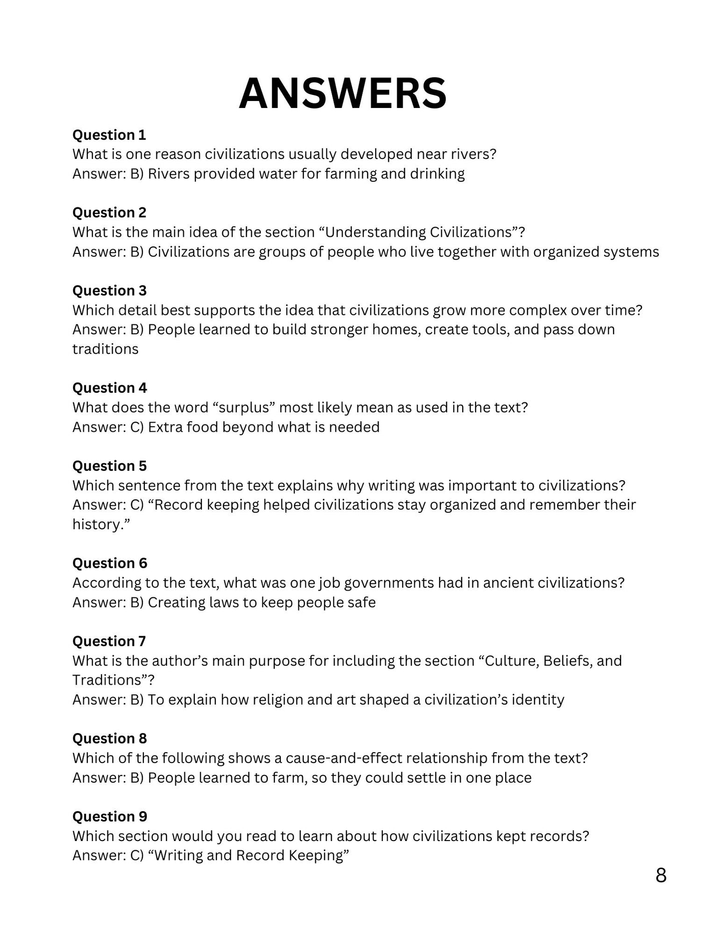 WIZ KIDS READING TEST GRADE 5: Ancient Civilizations of The World