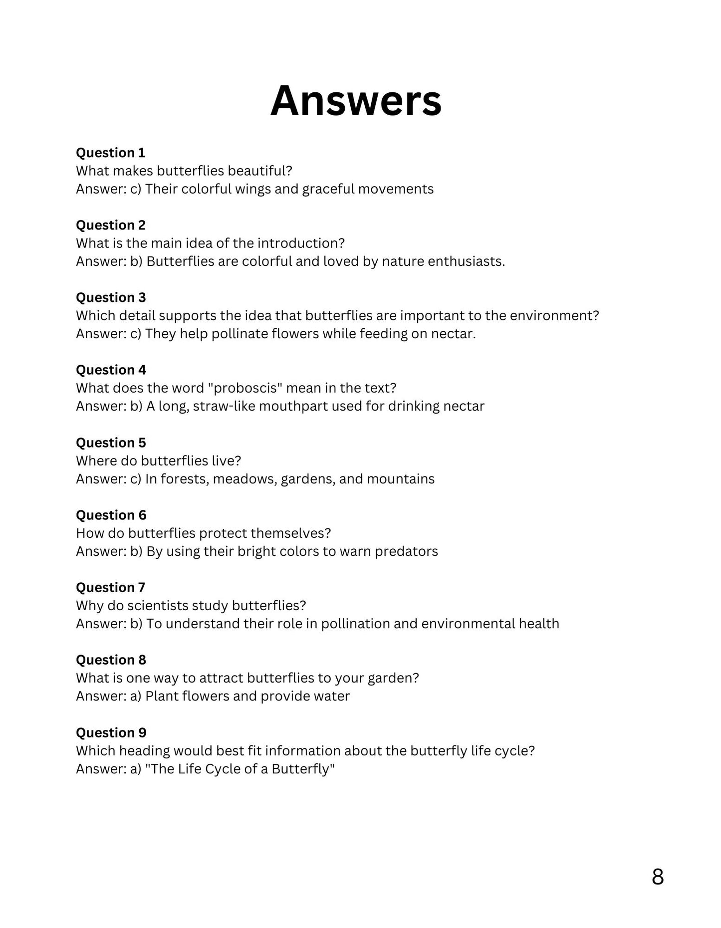 30 Minute Reading Test Grade 3:Insects