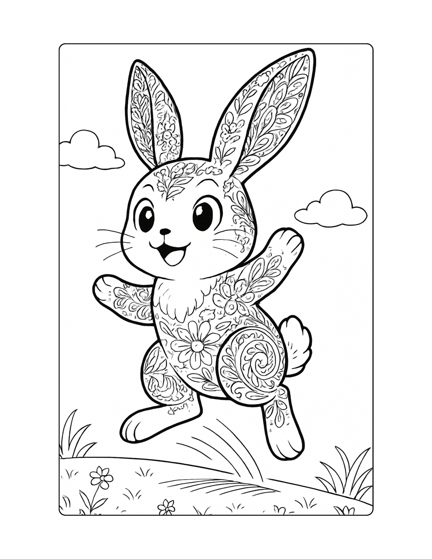 Bunny Coloring Page Reading Fluency for Second Grade