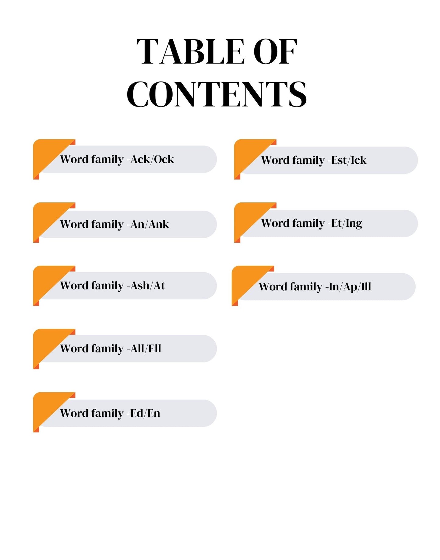 Decodable Coloring Book Word Families 1