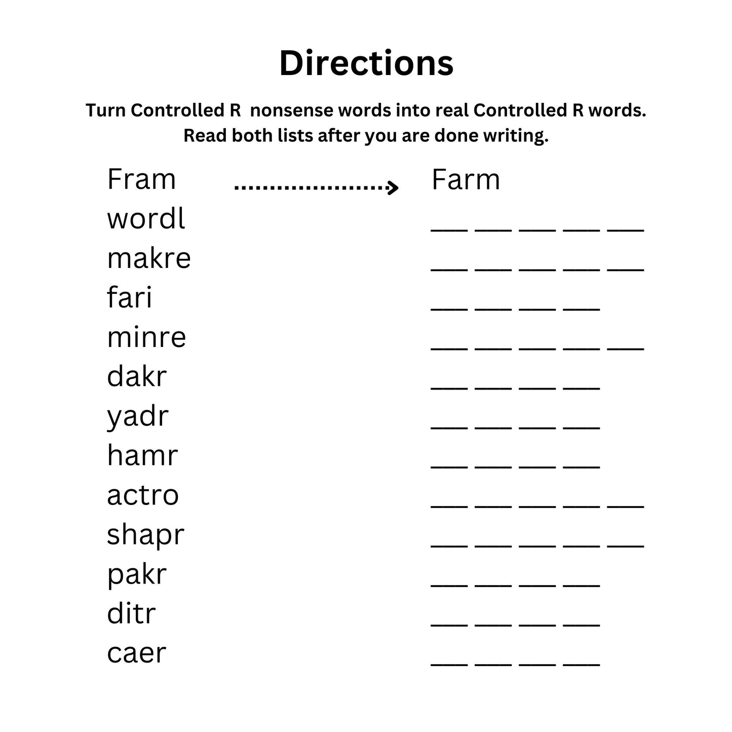 Learn to Read with Orton Gillingham Decodable Readers: Jobs People Do and Controlled R Sounds