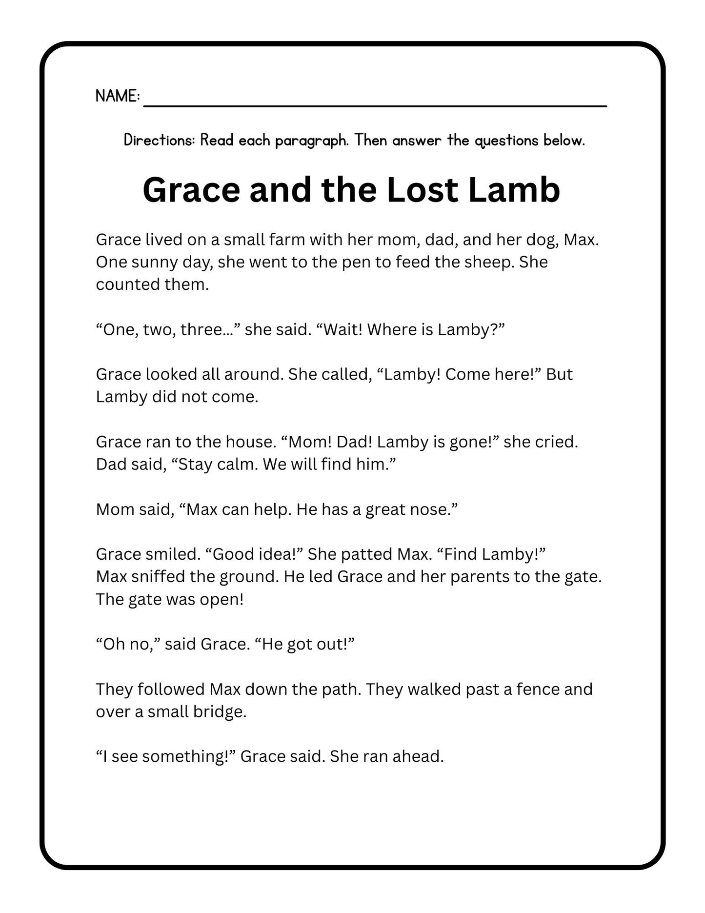 First Grade Reading Comprehension Decodable Passages 7