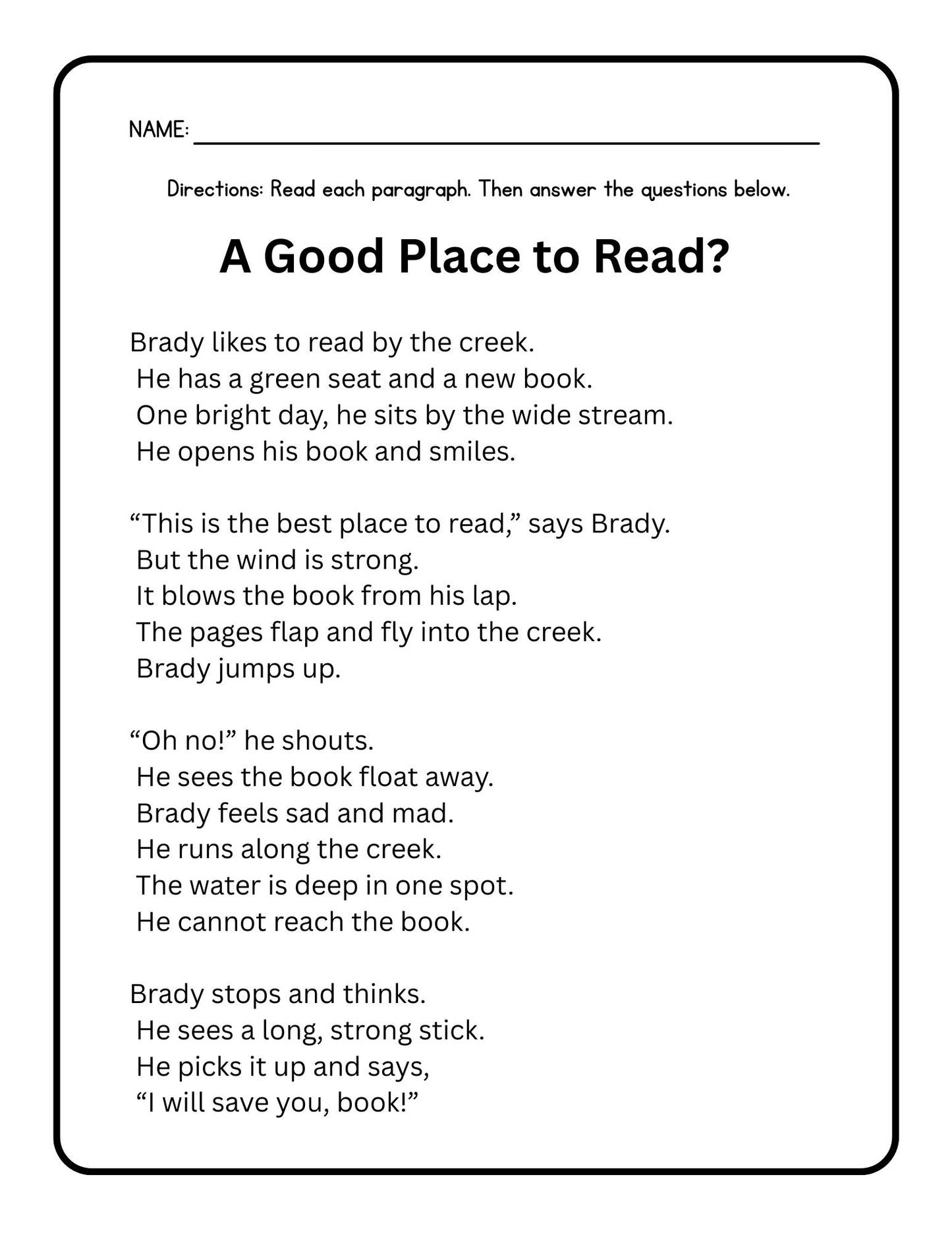 First Grade Reading Comprehension Decodable Passages 4