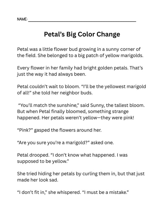 Third Grade Reading Fluency Flower Coloring Pages