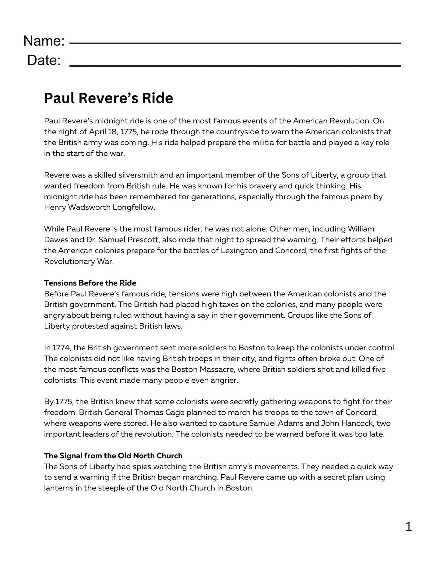 Wiz Kids Reading Test Grade 4: Stories from the American Revolution