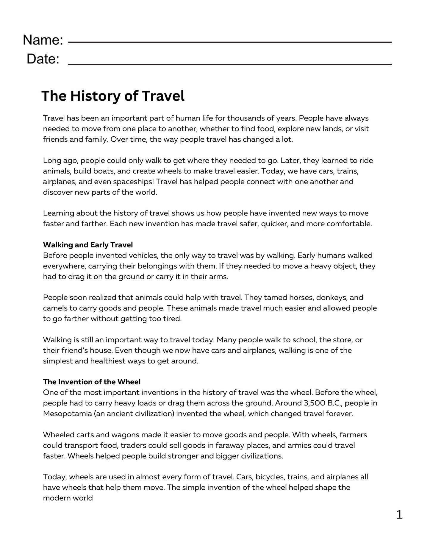 WIZ KIDS READING TEST GRADE 4: Trains, Planes and Automobiles