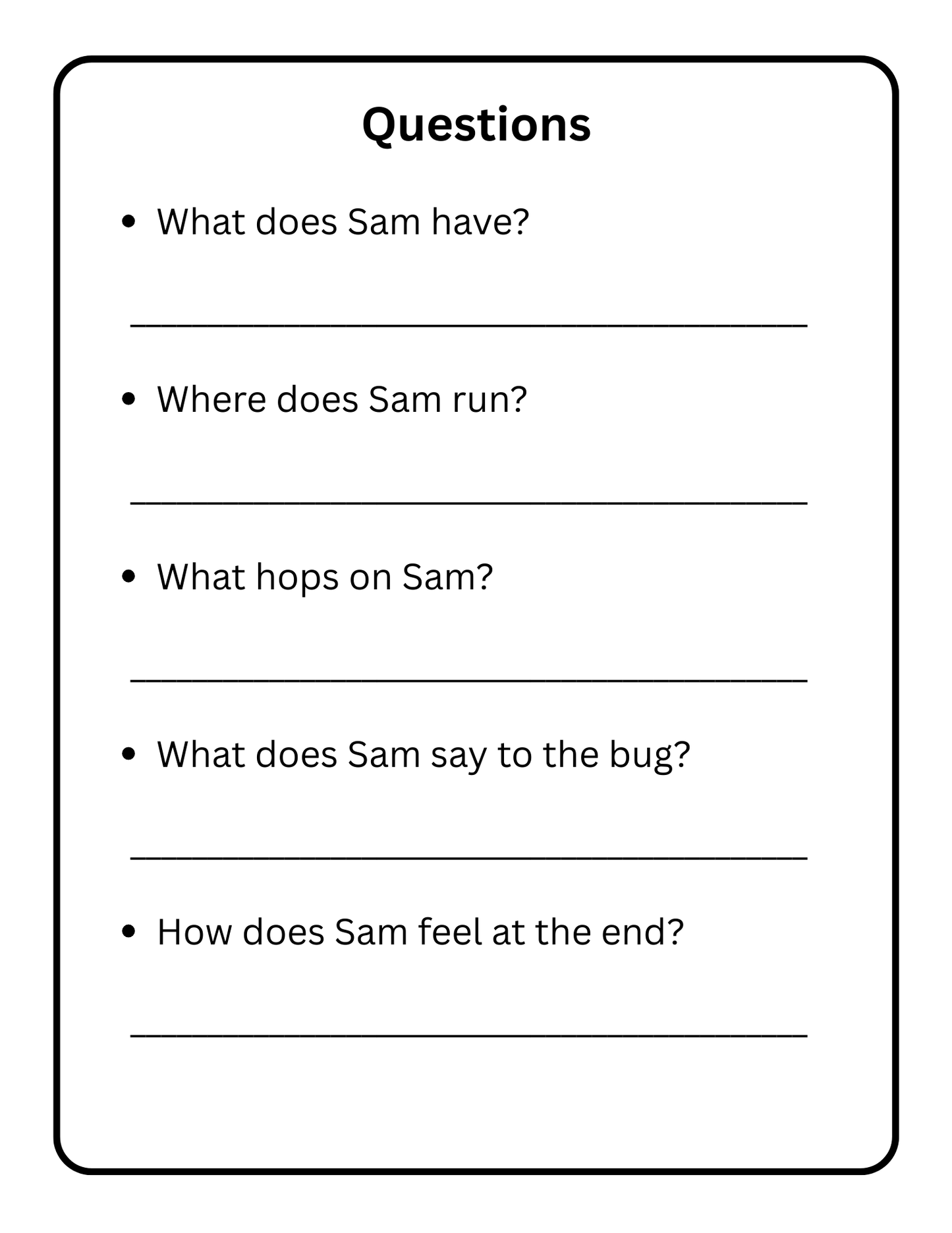 Kindergarten Reading Comprehension Decodable Passages 1
