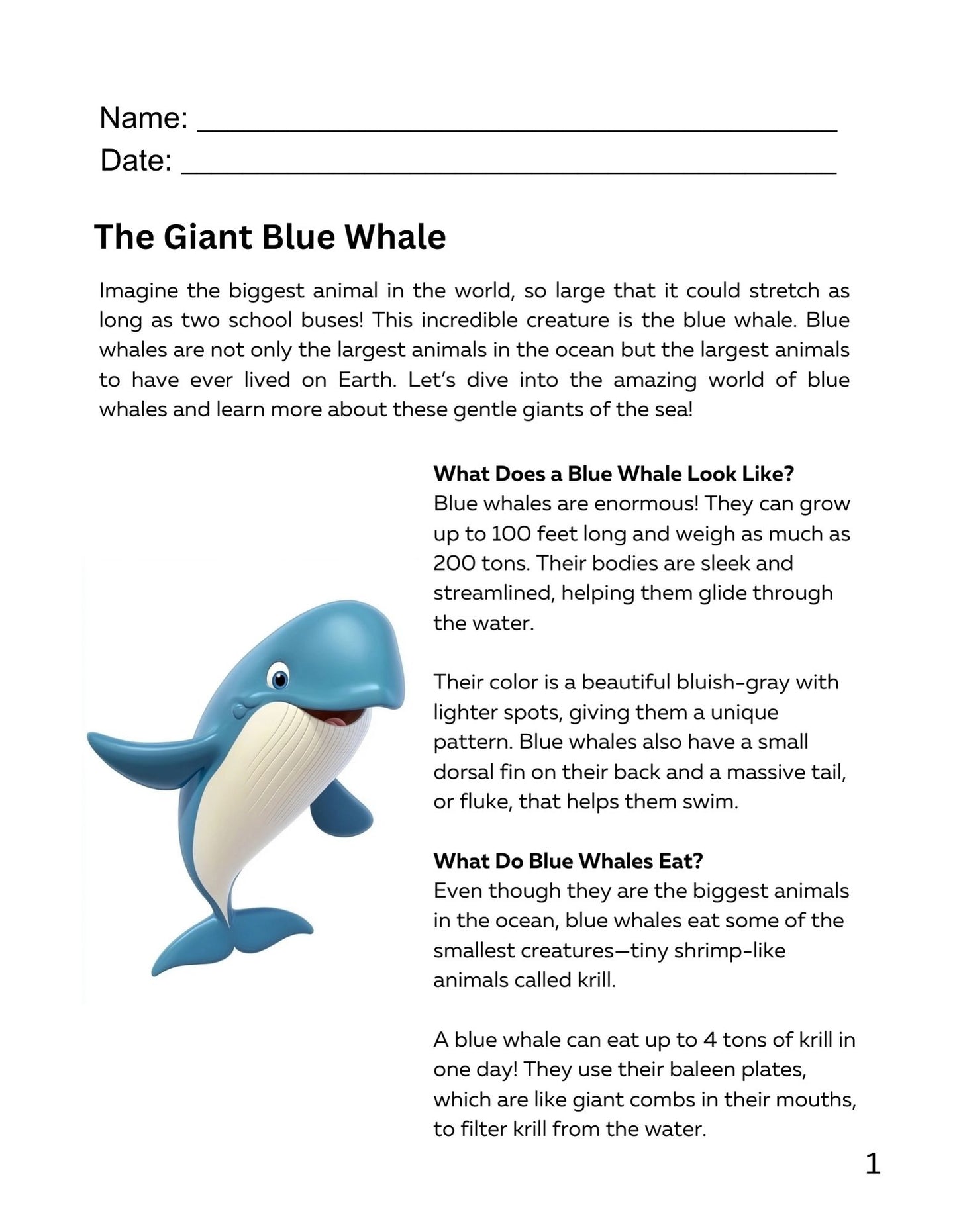 30 Minute Reading Test Grade 3:Sea Animals