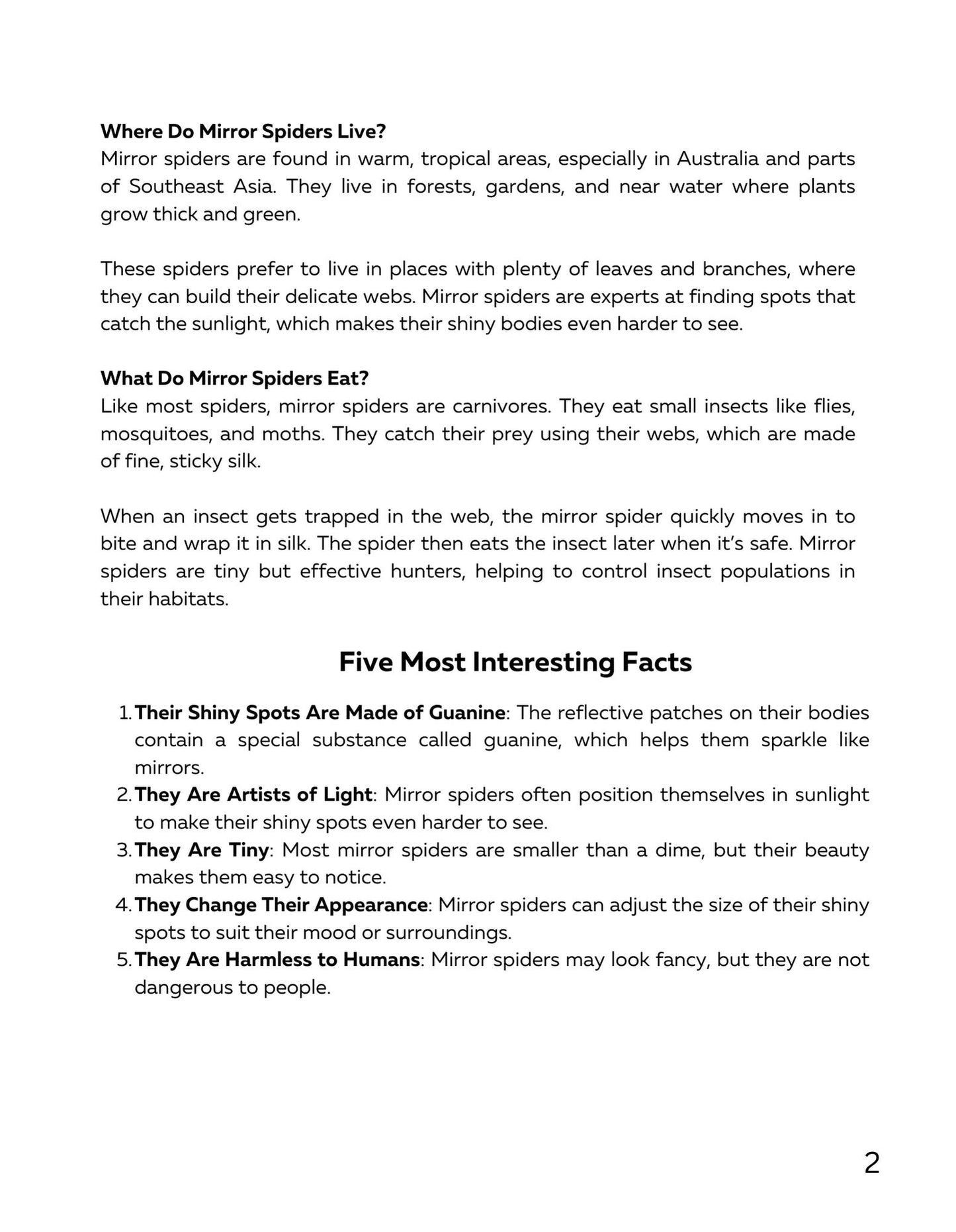 30 Minute Reading Test Grade 3: Spiders