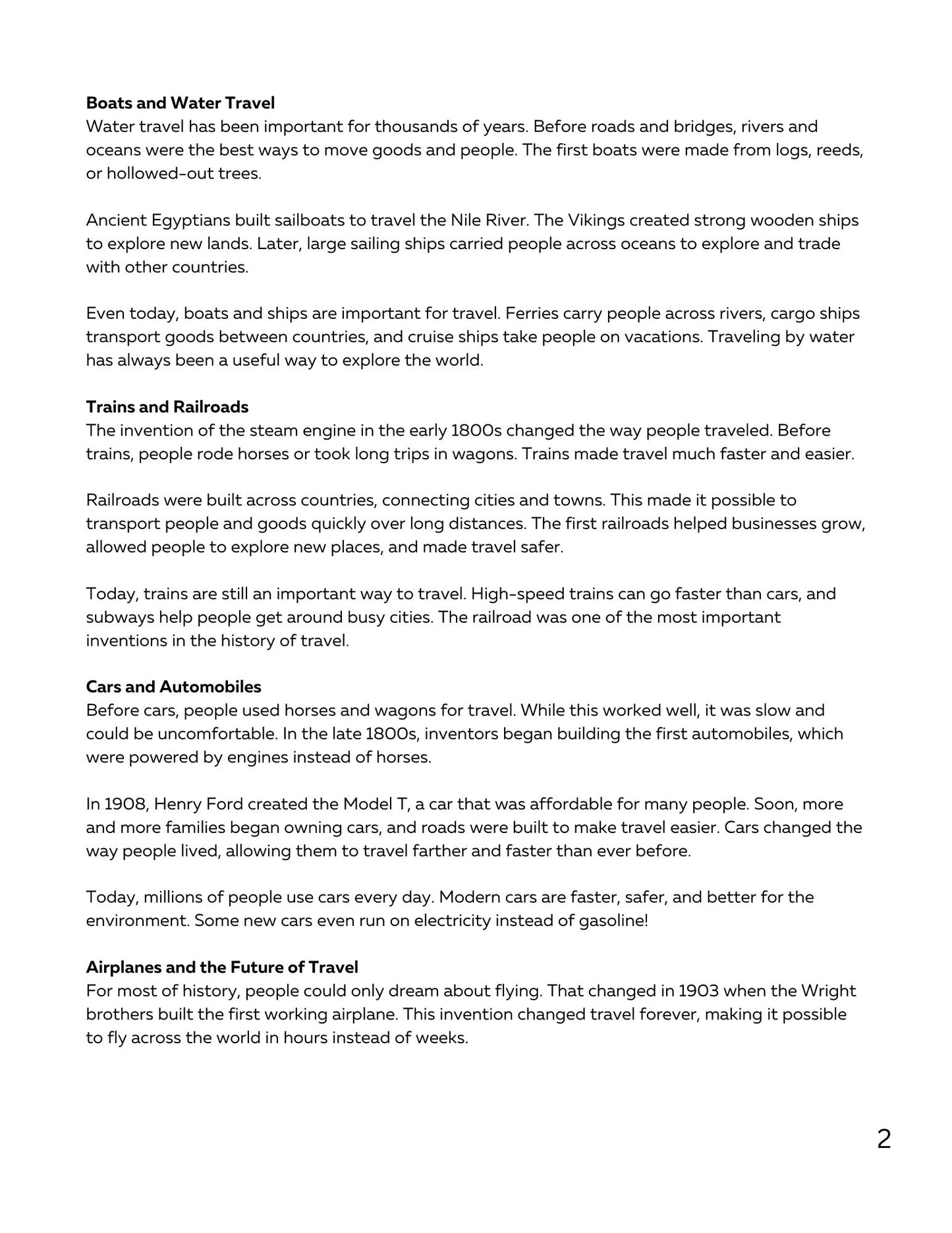 WIZ KIDS READING TEST GRADE 4: Trains, Planes and Automobiles