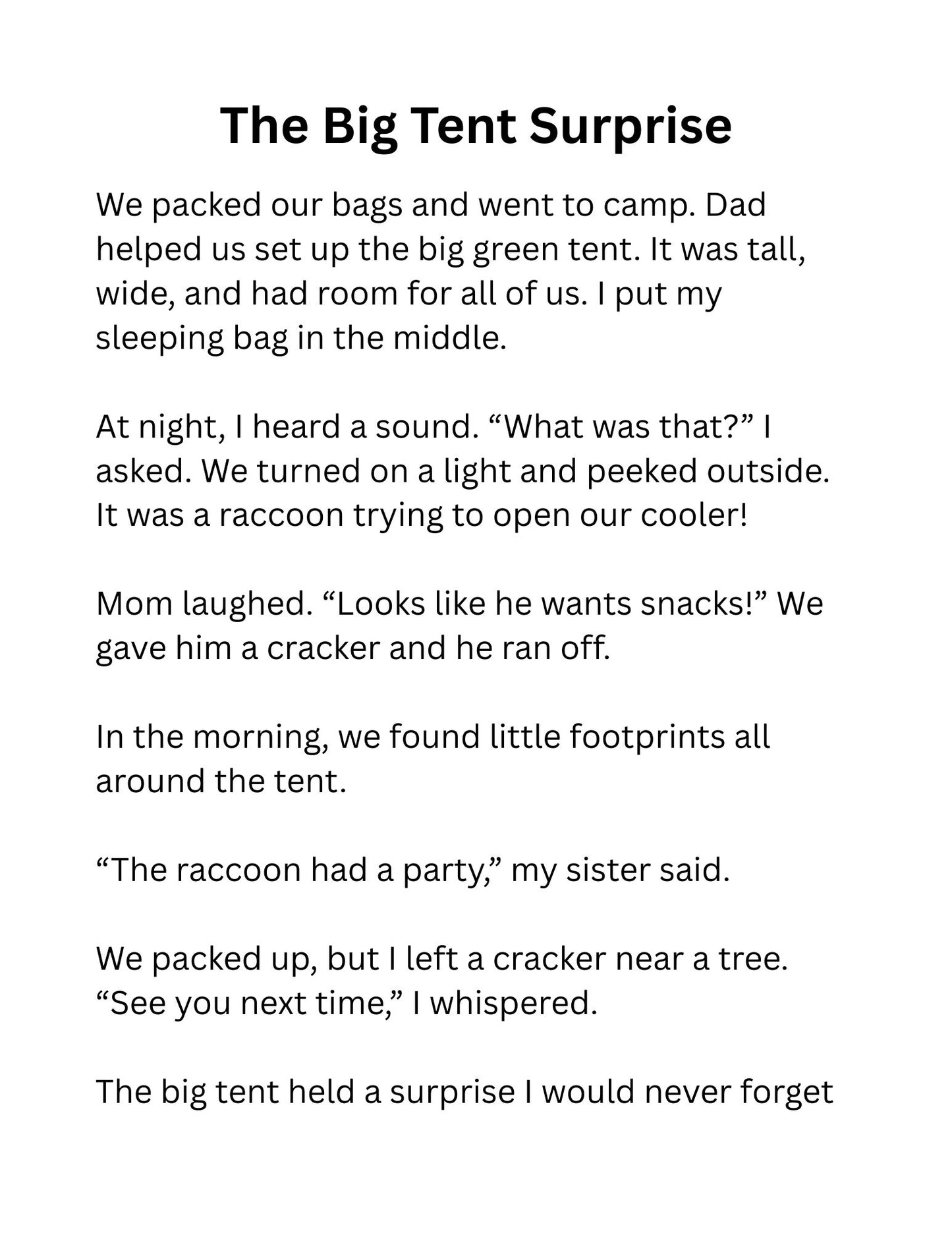 Camping Coloring Pages Reading Fluency