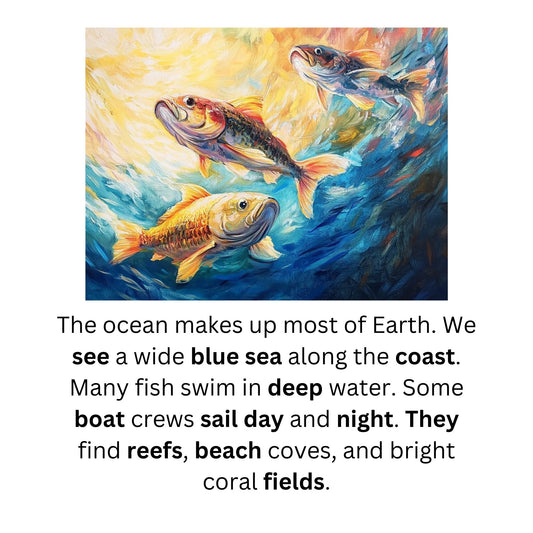 Learn to Read with Orton Gillingham Nonfiction Decodable Readers: Vowel Teams and Ocean Life