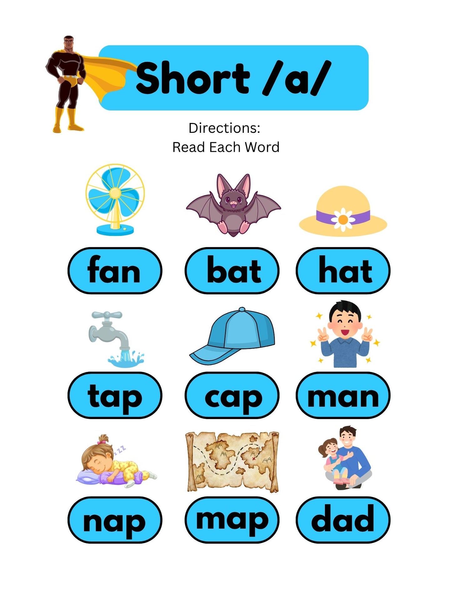 Phonics Heroes Decodable Adventures: Phonics Workbook for Beginning and Early Readers in Kindergarten and First Grade: Short Vowel Sounds