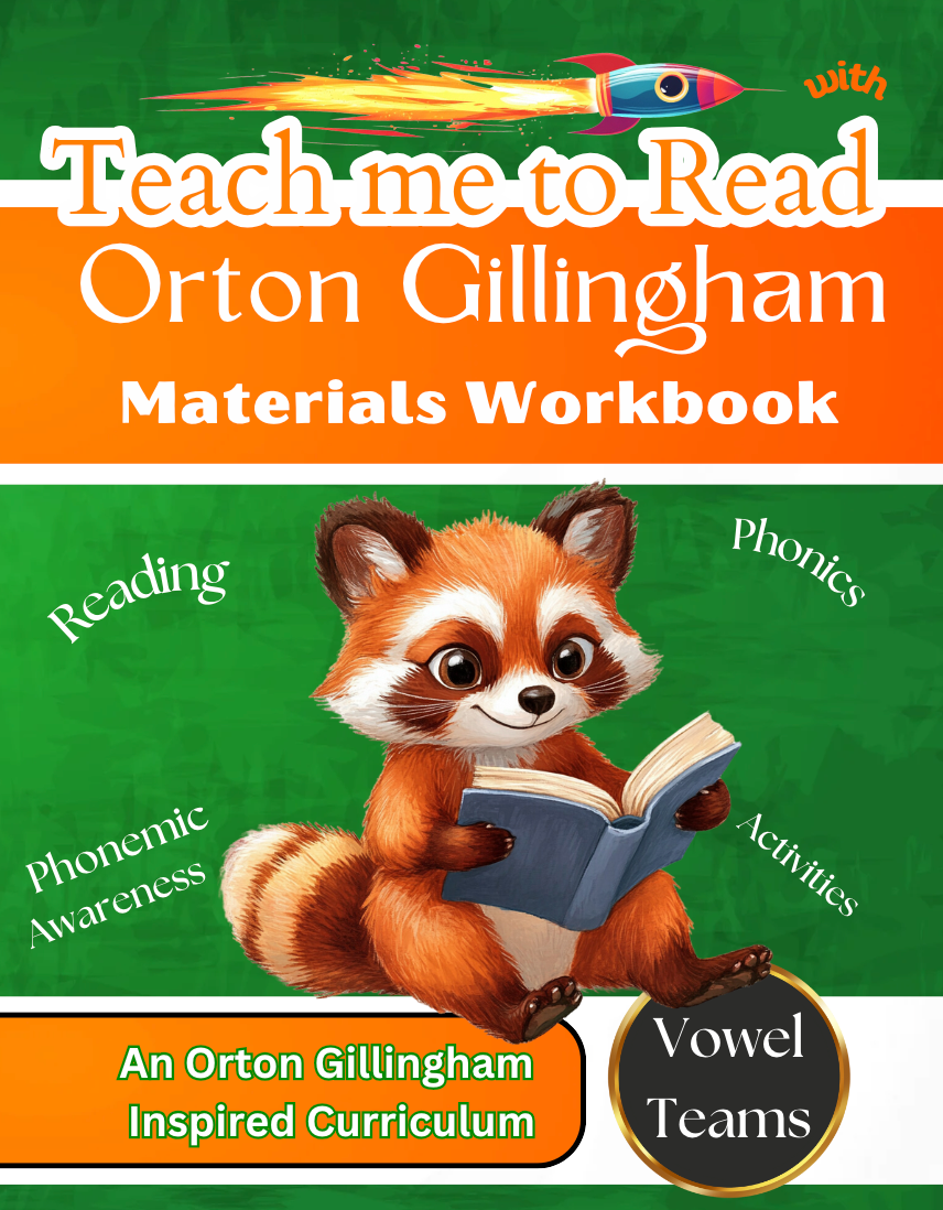 Teach me to read with orton gillingham materials workbook reading phonemic awareness and phonics activities for vowel teams