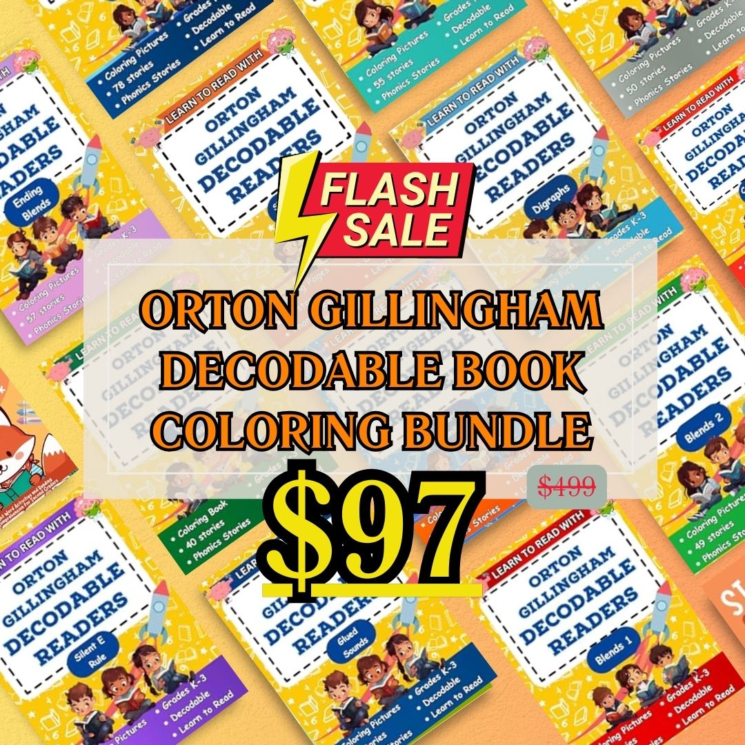 Learn to Read with Orton Gillingham Decodable Readers: 683 Decodable Coloring Stories for Kindergarten and First Grade