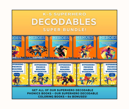 K-5 Superhero Decodable Readers Phonics Bundle