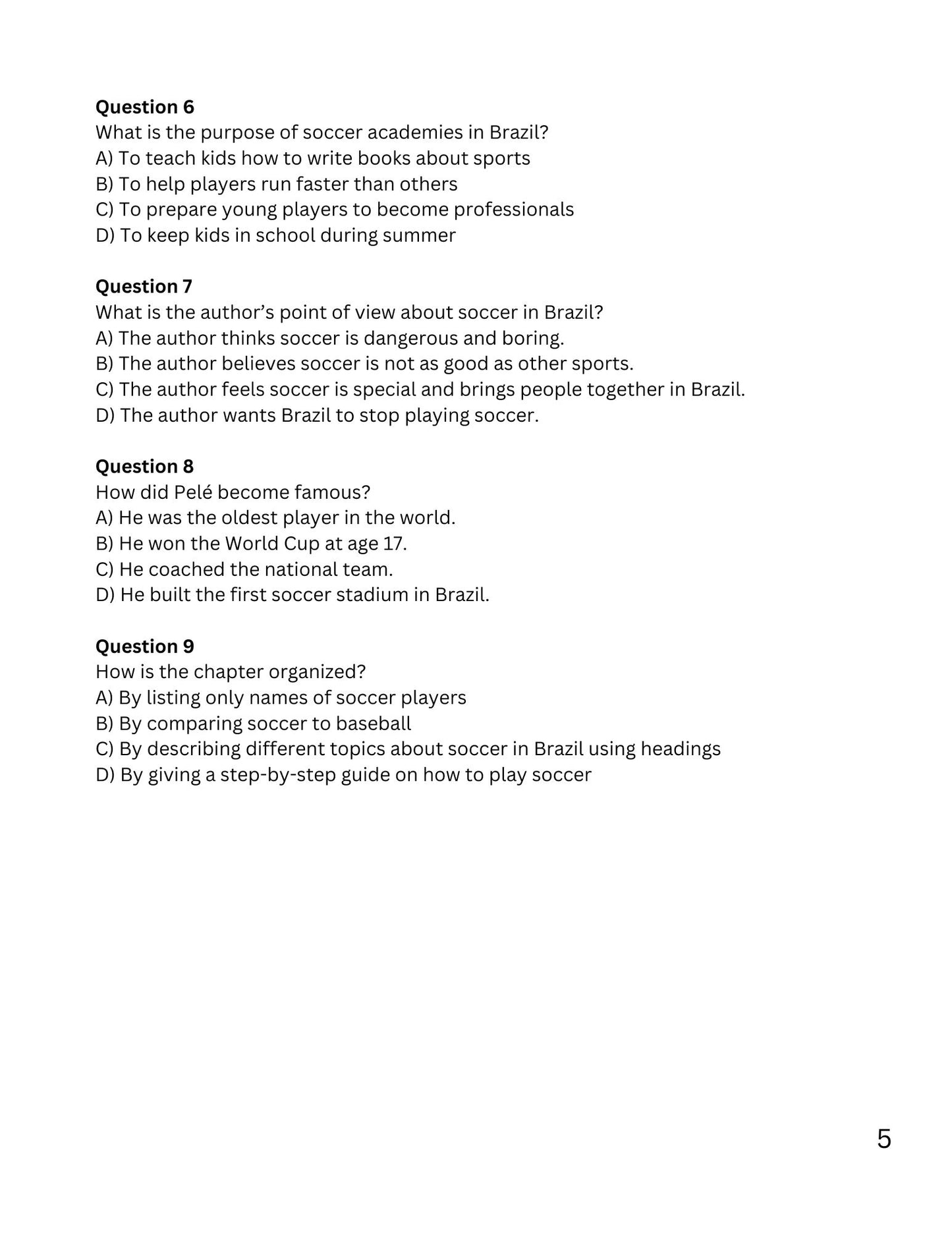 Wiz Kids Reading Test Grade Four: Sports Around the World
