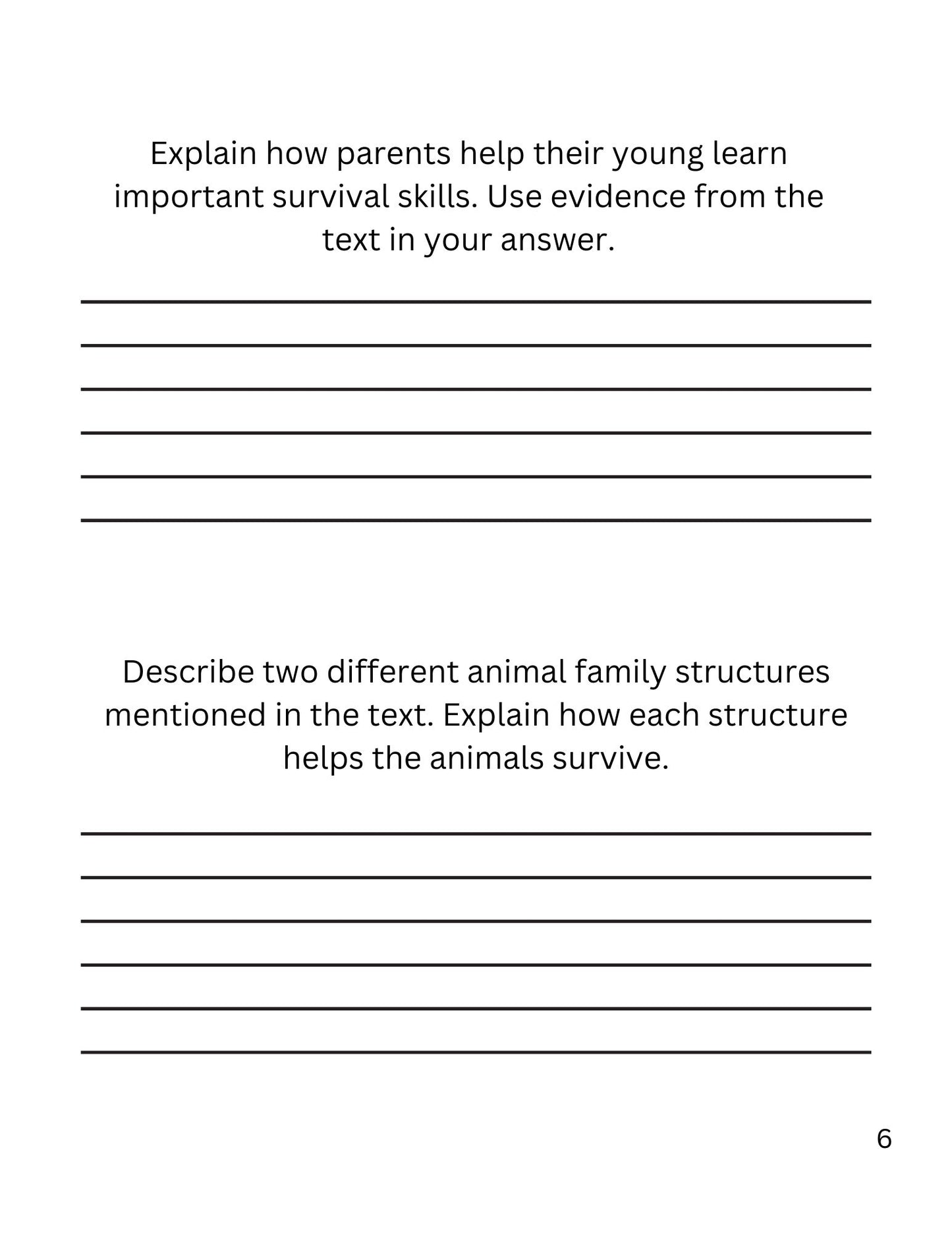 WIZ KIDS READING TEST GRADE 5: ANIMAL FAMILIES
