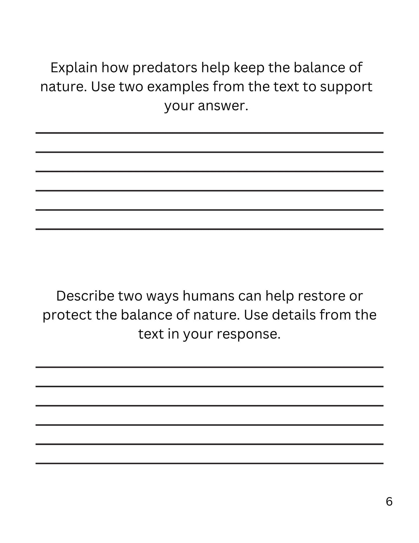 WIZ KIDS READING TEST GRADE 5: Predators and Prey in the Wild
