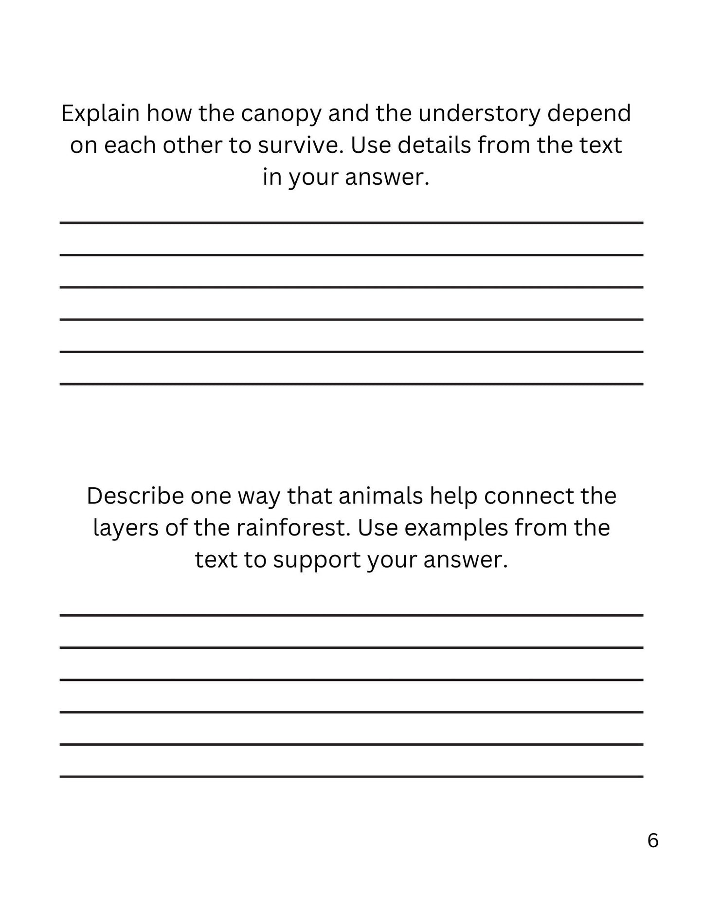 WIZ KIDS READING TEST GRADE 5: Rainforest Animals of the World