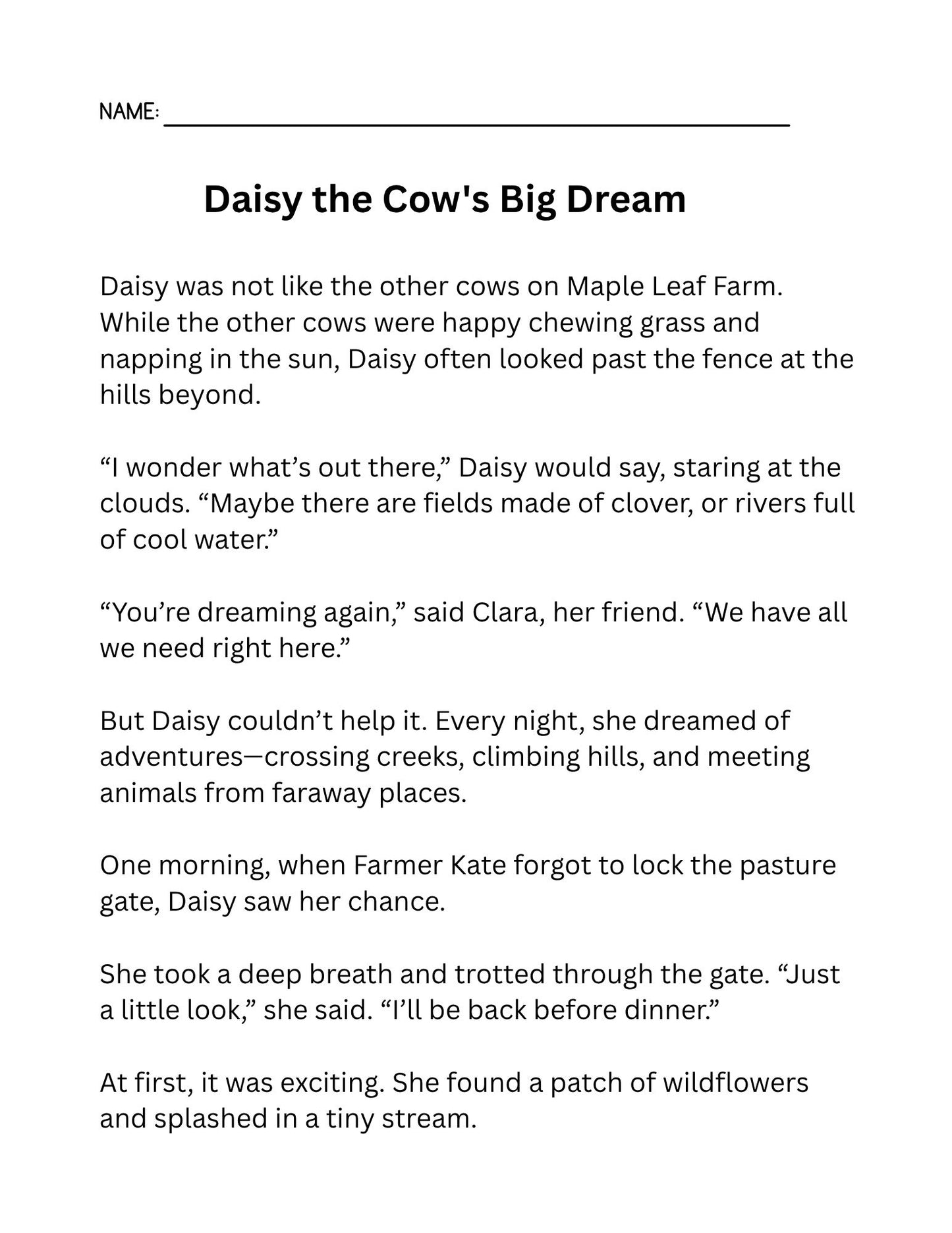Farm Life Coloring Pages Reading Fluency: Third Grade