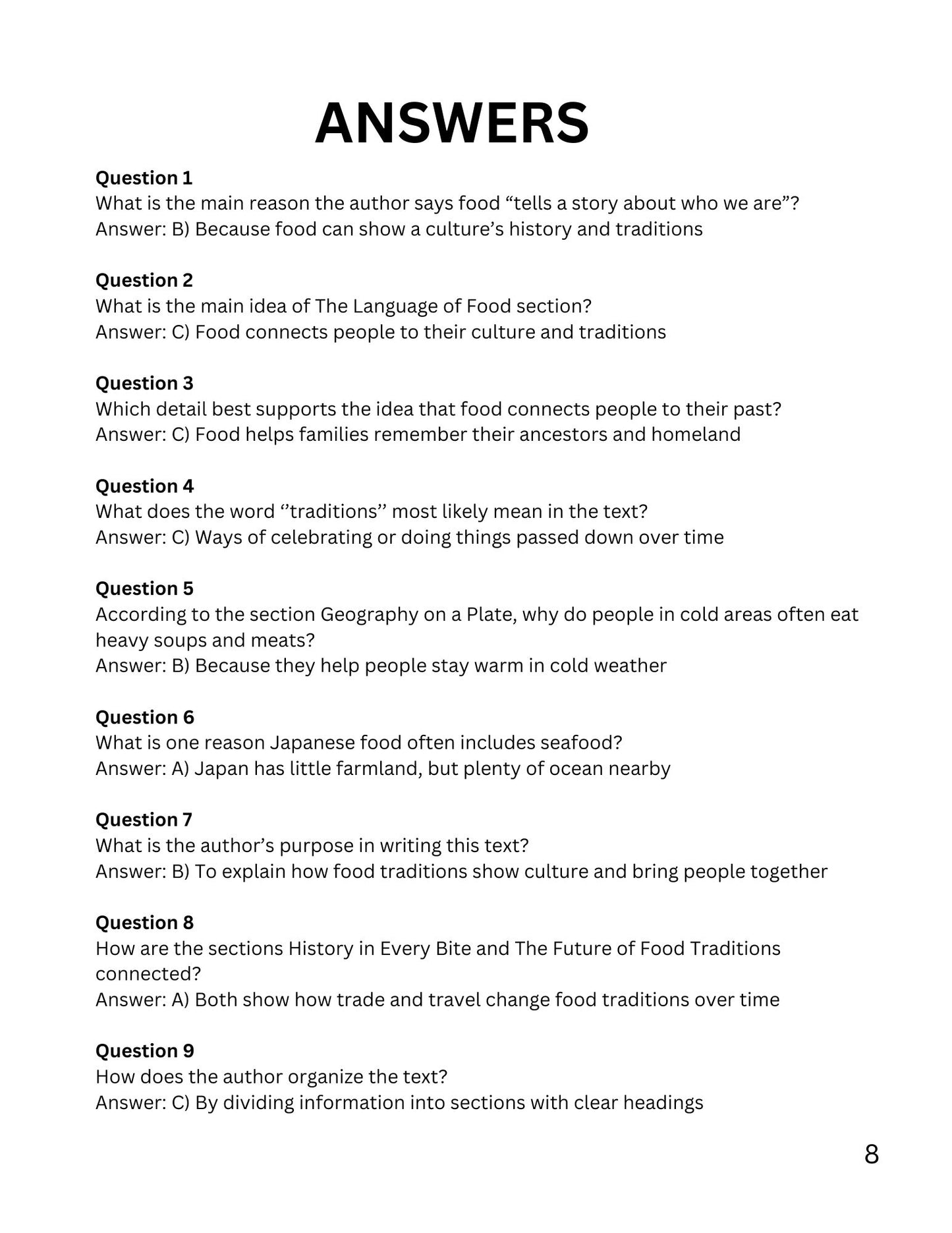 WIZ KIDS READING TEST GRADE 5:  Traditions Of The World