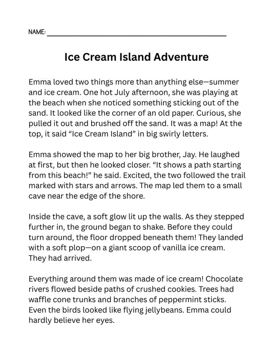 Third Grade Reading Fluency Ice Cream Coloring Pages