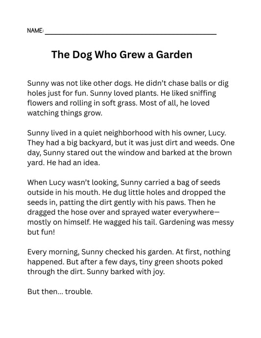 Dog Coloring Pages Reading Fluency: Third Grade