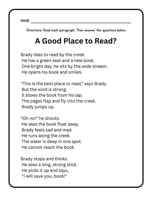 First Grade Reading Comprehension Decodable Passages 4
