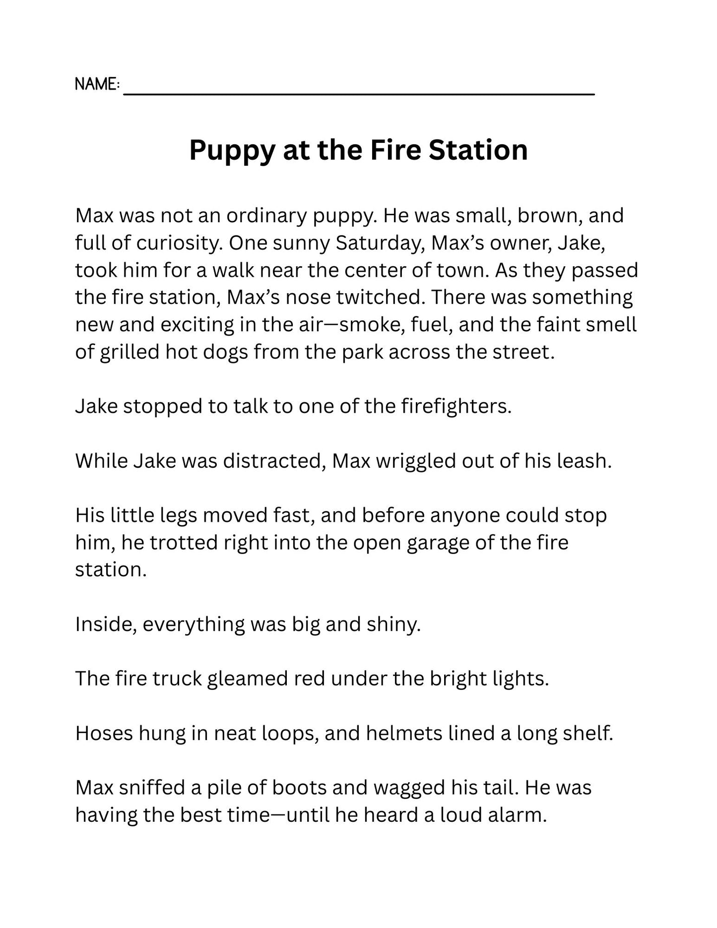Puppy Coloring Pages and Reading Fluency for Fourth Grade