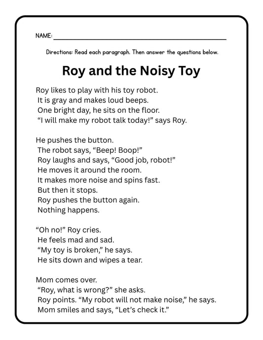 First Grade Reading Comprehension Decodable Passages 6