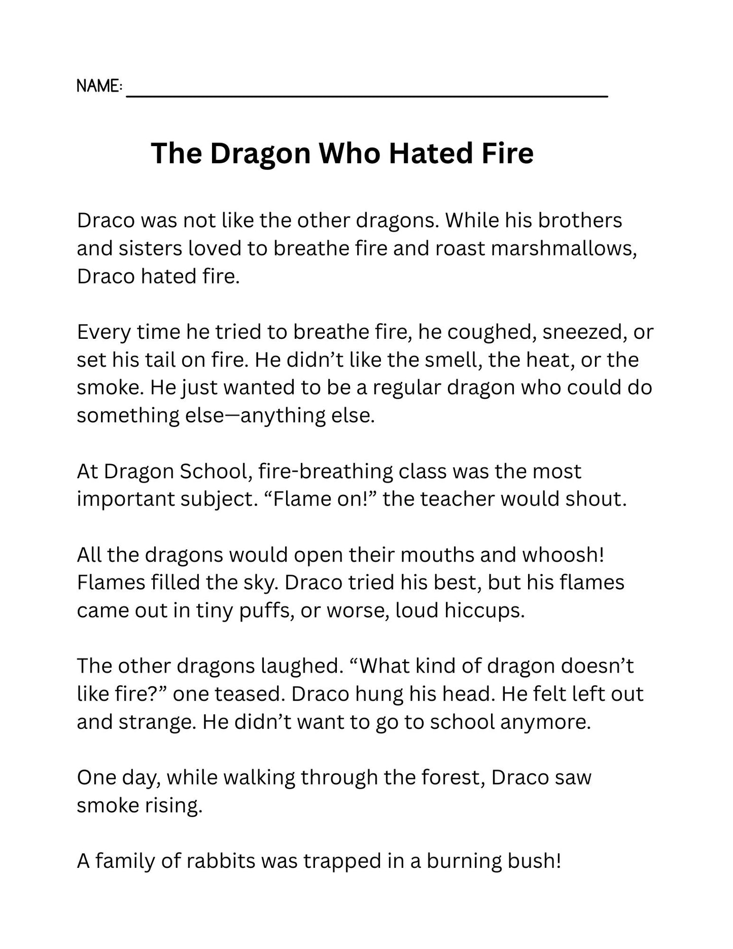 Dragon Coloring Pages Reading Fluency: Third Grade