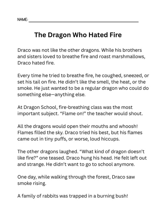 Dragon Coloring Pages Reading Fluency: Third Grade