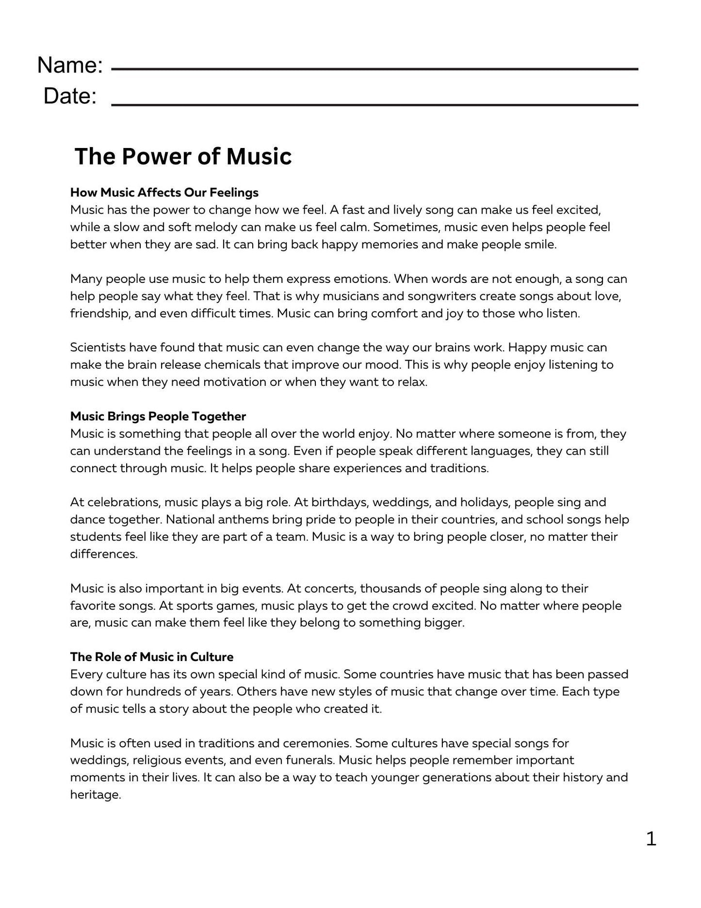 WIZ KIDS READING TEST GRADE 4: Music Facts Edition