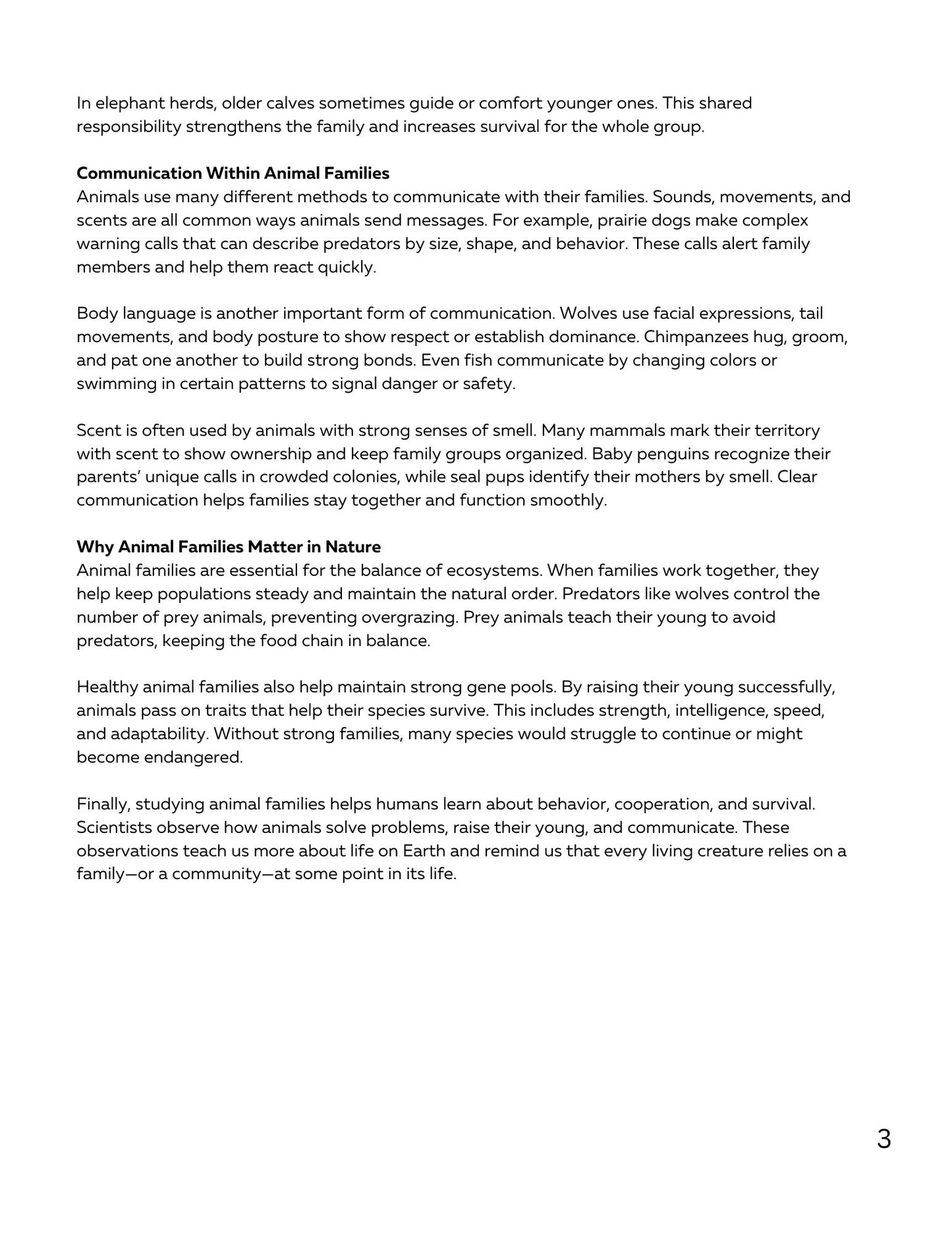 WIZ KIDS READING TEST GRADE 5: ANIMAL FAMILIES