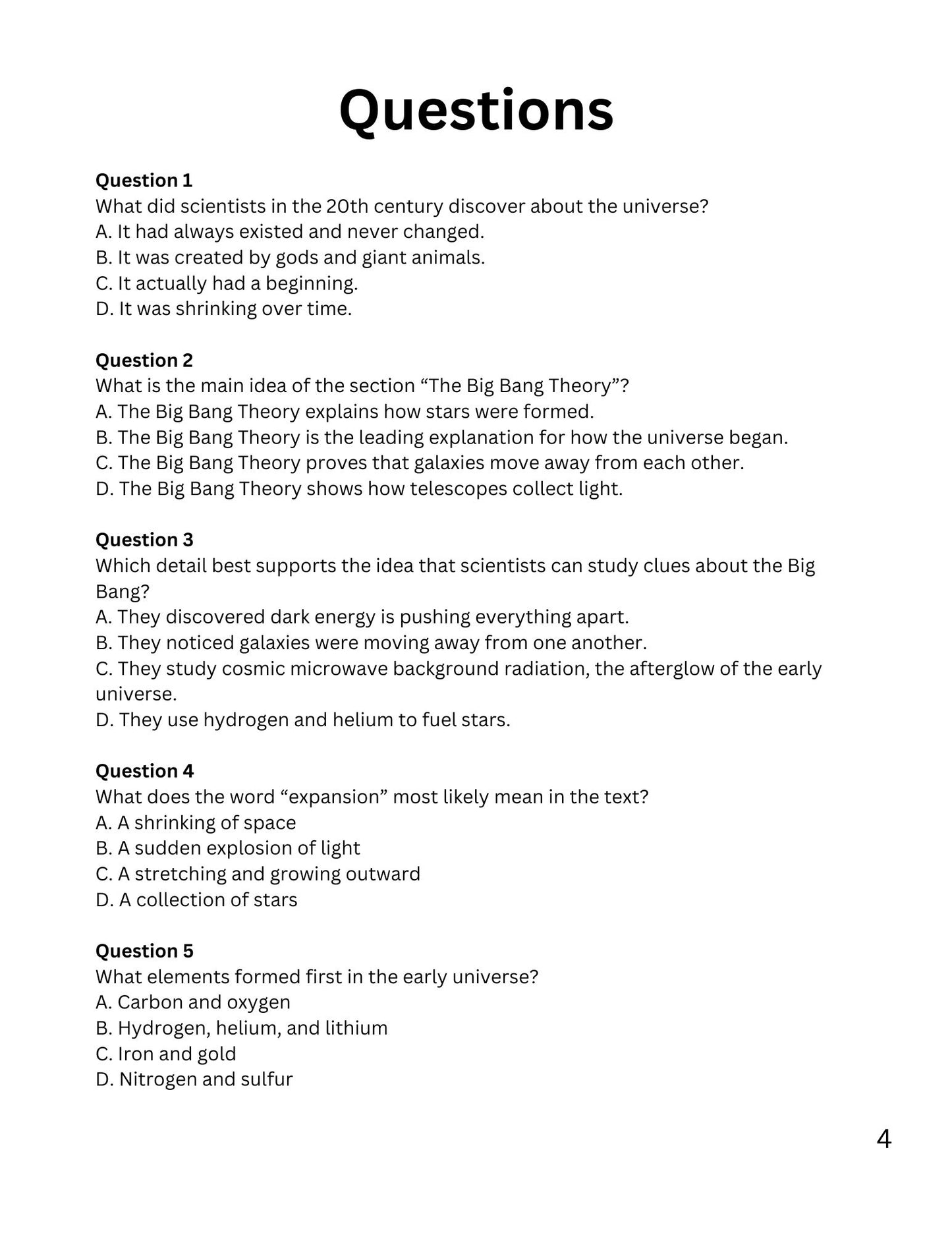 WIZ KIDS READING TEST GRADE 5: Mysteries Of Outer Space