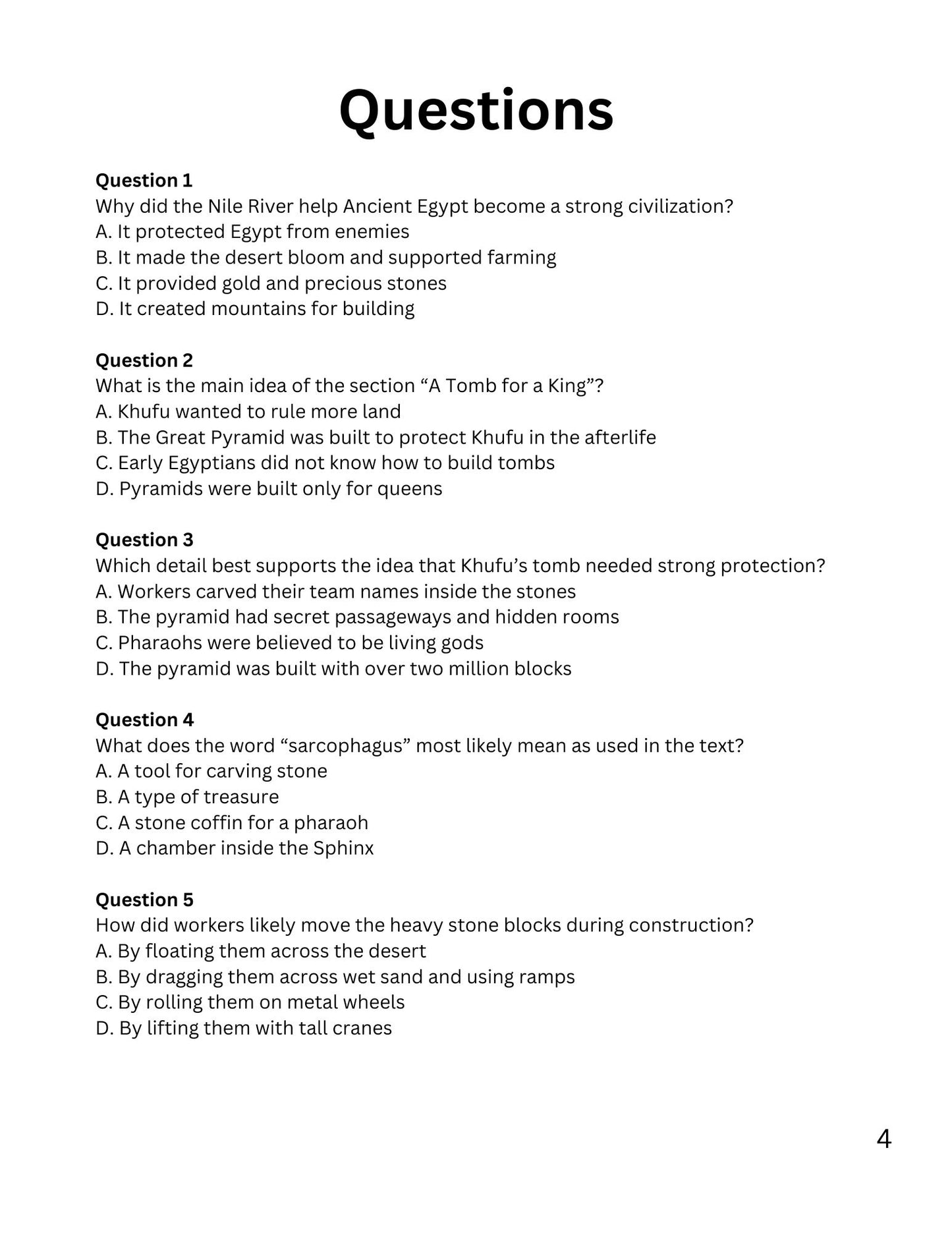 WIZ KIDS READING TEST GRADE 5: Great Structures of History