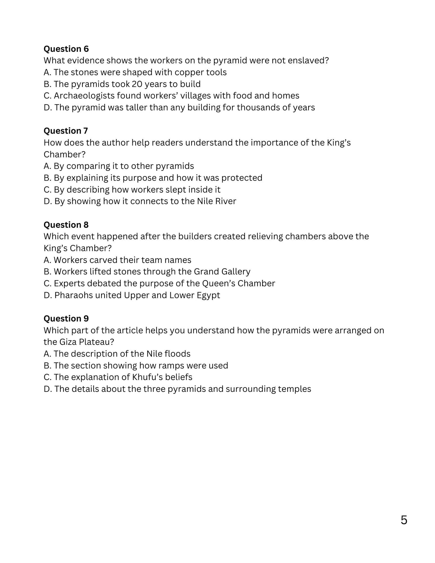 WIZ KIDS READING TEST GRADE 5: Great Structures of History