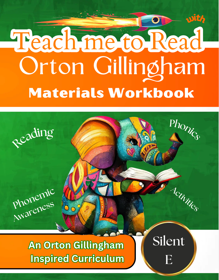 Teach me to Read with Orton Gillingham Materials Workbook for the Silent E Rule