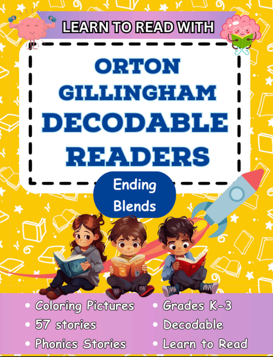 Orton Gillingham Decodable Coloring Book Ending Blends