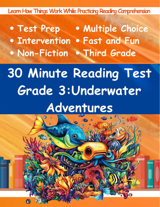 Third grade reading comprehension workbook:  Underwater adventures and Ocean life